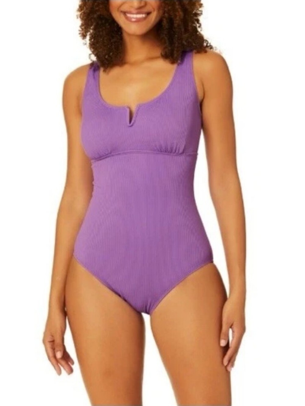 NWT Anne Cole Limited Edition Square Neck Ribbed One Piece Swimsuit